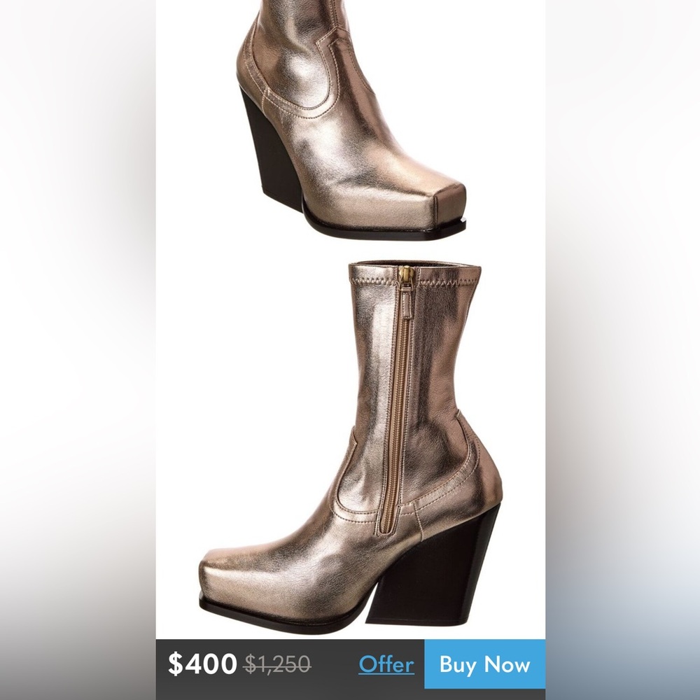 Stella McCartney Metallic Heel Stretch Cowboy Boots-7-Amazing!